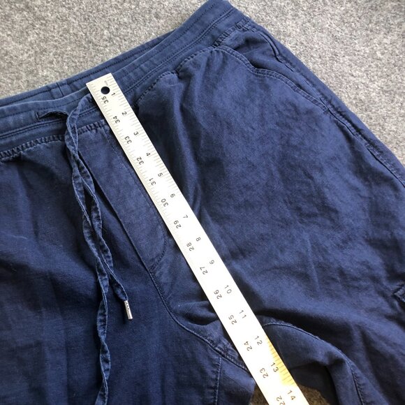 GAP Pants Mens Large Blue Cargo Linen Blend Drawstring Elastic Waist Pockets - Picture 7 of 11